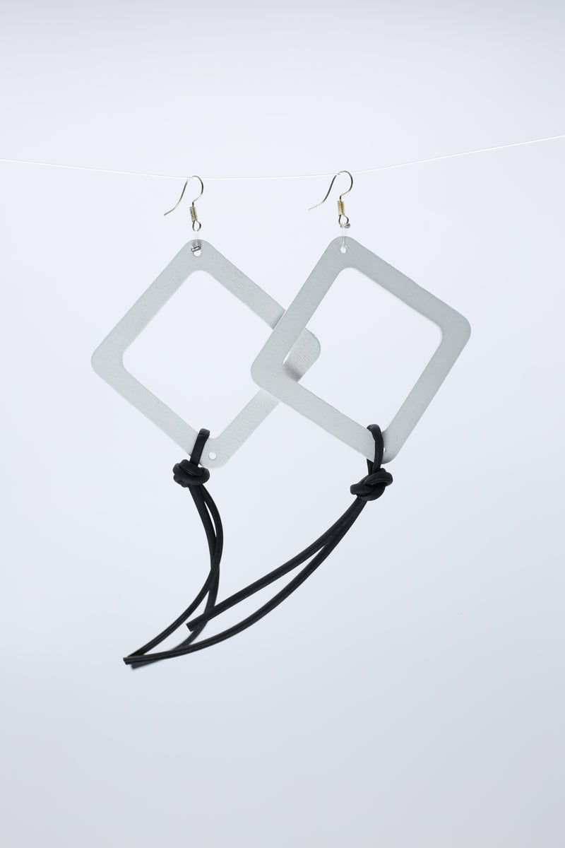 Geometric Earrings with Leatherette String - Large - Jianhui London