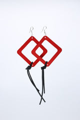 Geometric Earrings with Leatherette String - Large - Jianhui London