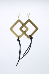 Geometric Earrings with Leatherette String - Large - Jianhui London