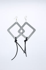 Geometric Earrings with Leatherette String - Large - Jianhui London