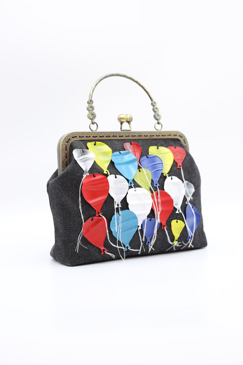Aqua Upcycled Plastic Bottles Ballon Handbag - Jianhui London