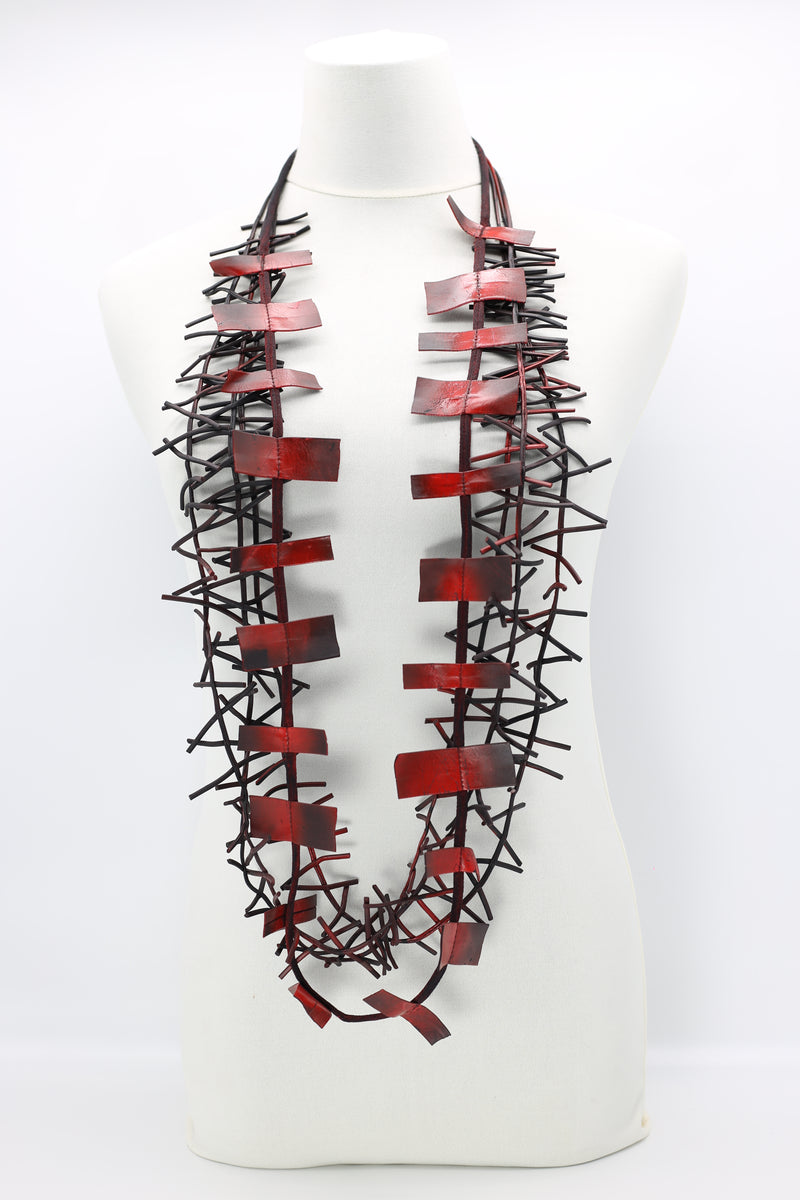 Recycled Leatherette on Cord & Bird's Nest Necklaces Set - Jianhui London