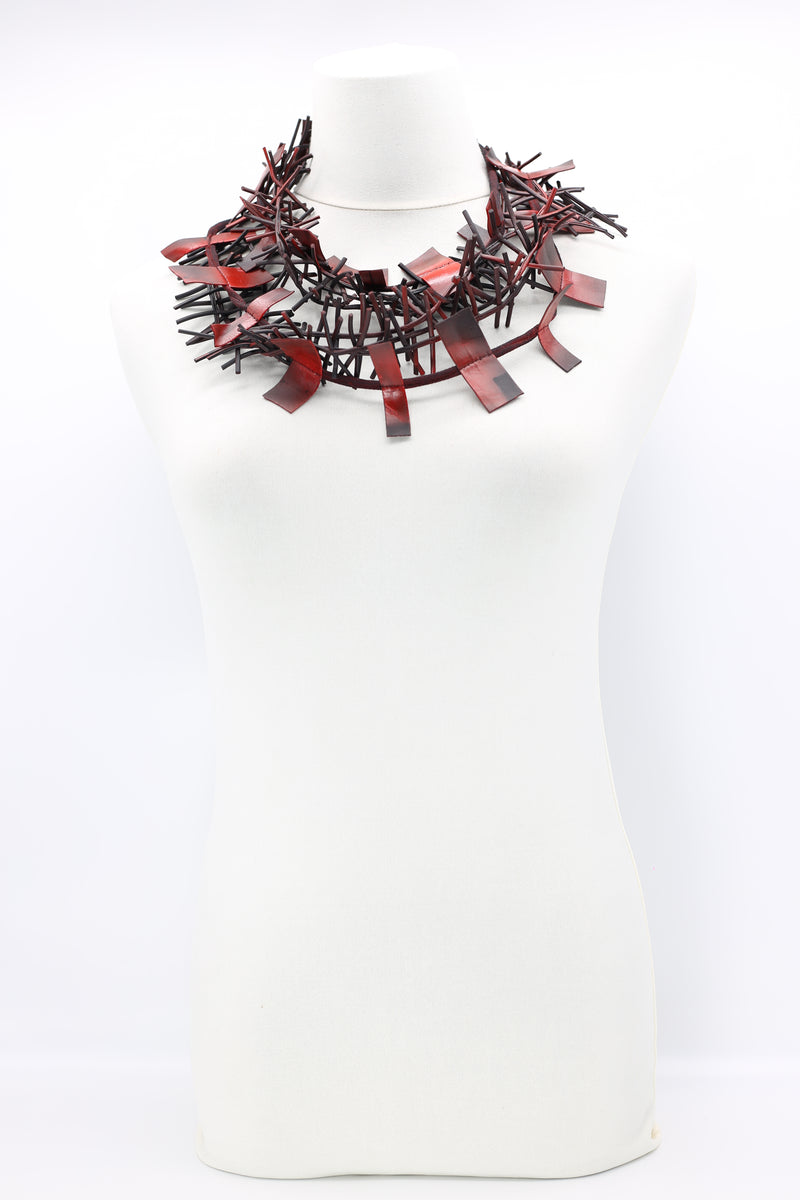 Recycled Leatherette on Cord & Bird's Nest Necklaces Set - Jianhui London