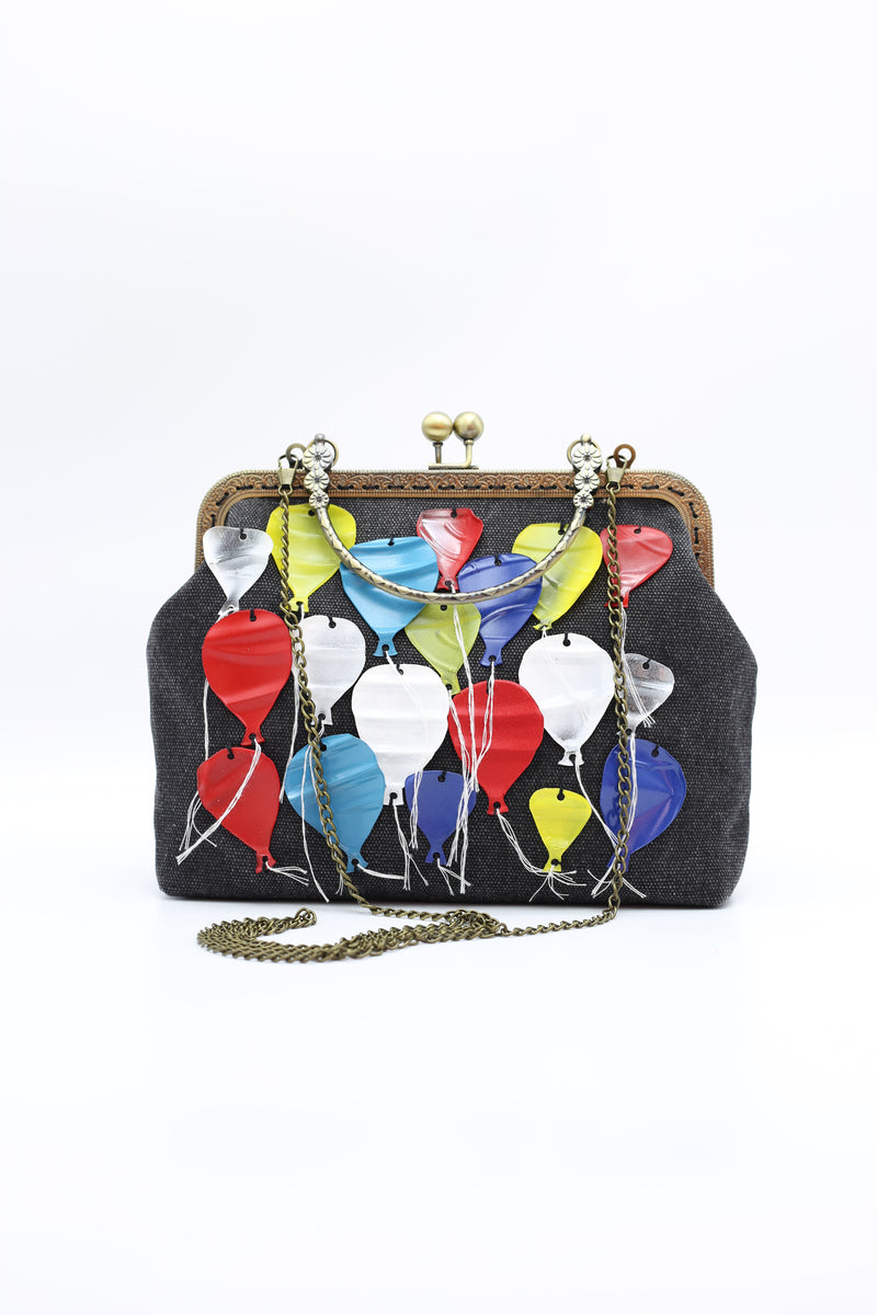 Aqua Upcycled Plastic Bottles Ballon Handbag - Jianhui London