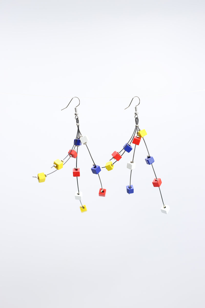 Frankie Pashmina Beads on Fishwire Earrings Multi colour - Jianhui London