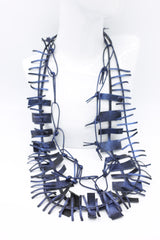 Recycled Leather Bird's Nest & Rectangles & Leatherette Chain Necklaces Set - Jianhui London