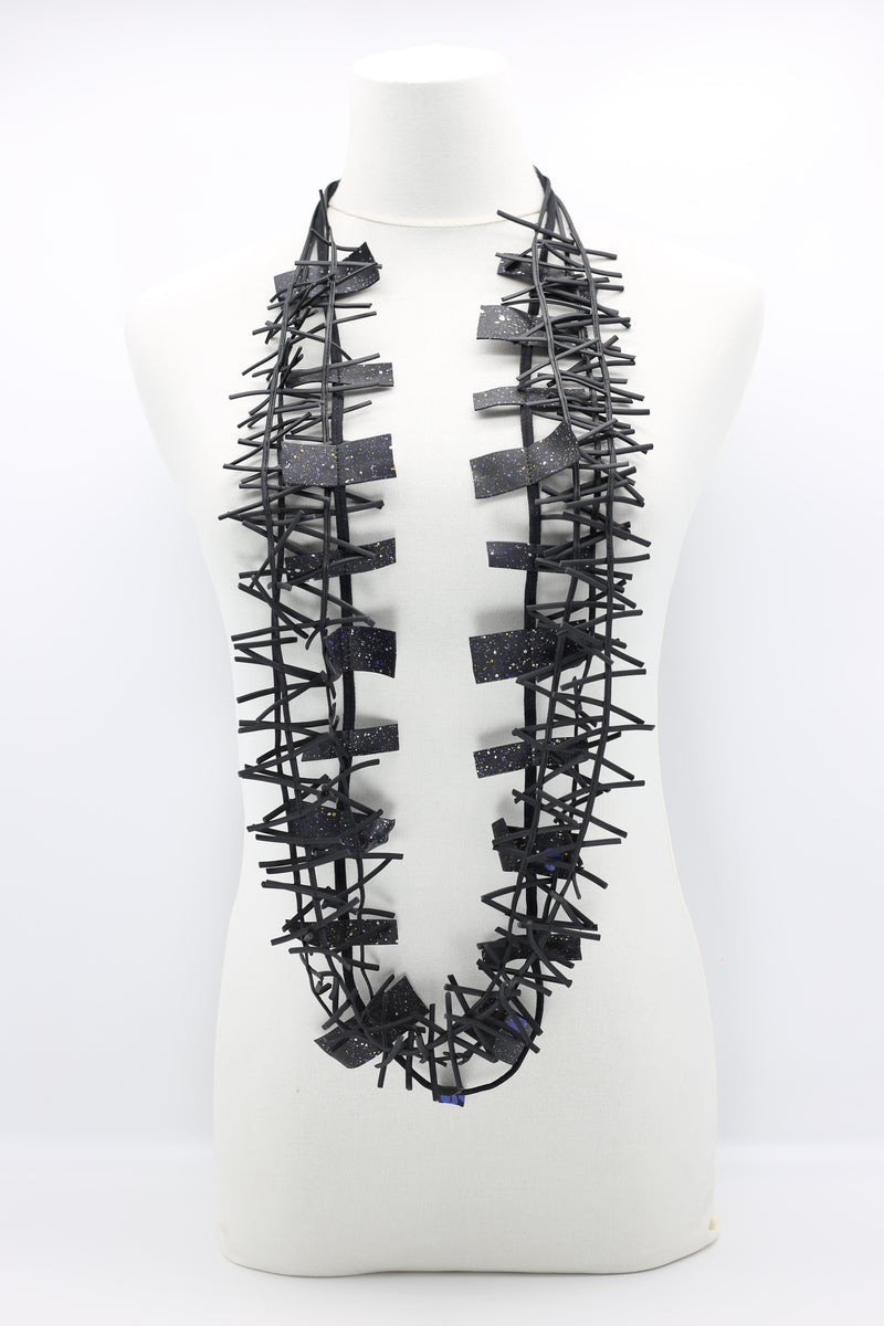 Recycled Leatherette on Cord & Bird's Nest Necklaces Set - Jianhui London