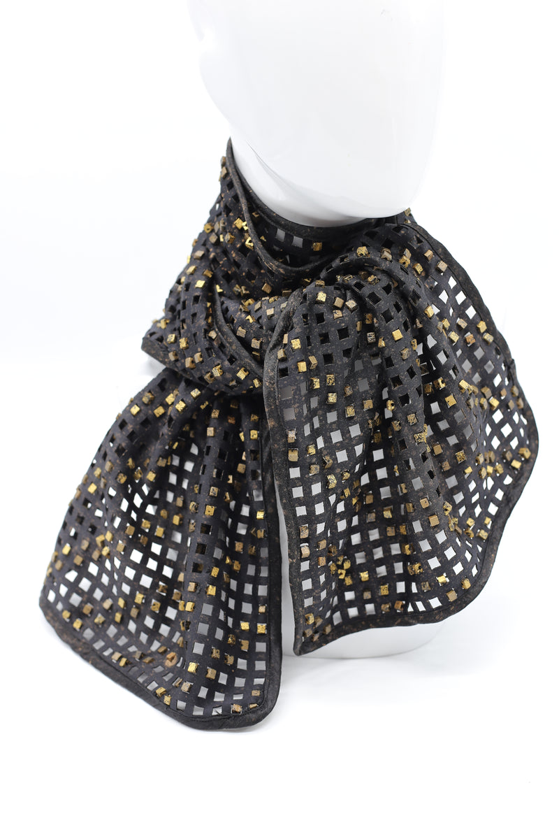 Square Beads on Lazer-cut Fabric Scarf - Hand-painted - Jianhui London