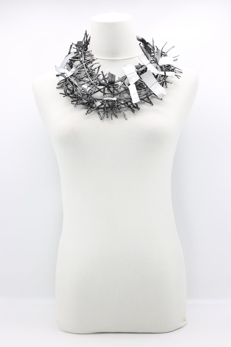 Recycled Leatherette on Cord & Bird's Nest Necklaces Set - Jianhui London