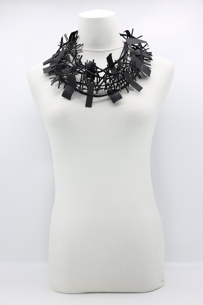 Recycled Leatherette on Cord & Bird's Nest Necklaces Set - Jianhui London