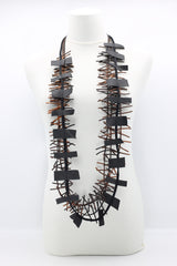 Recycled Leatherette on Cord & Bird's Nest Necklaces Set - Jianhui London