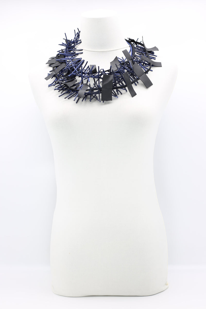 Recycled Leatherette on Cord & Bird's Nest Necklaces Set - Jianhui London