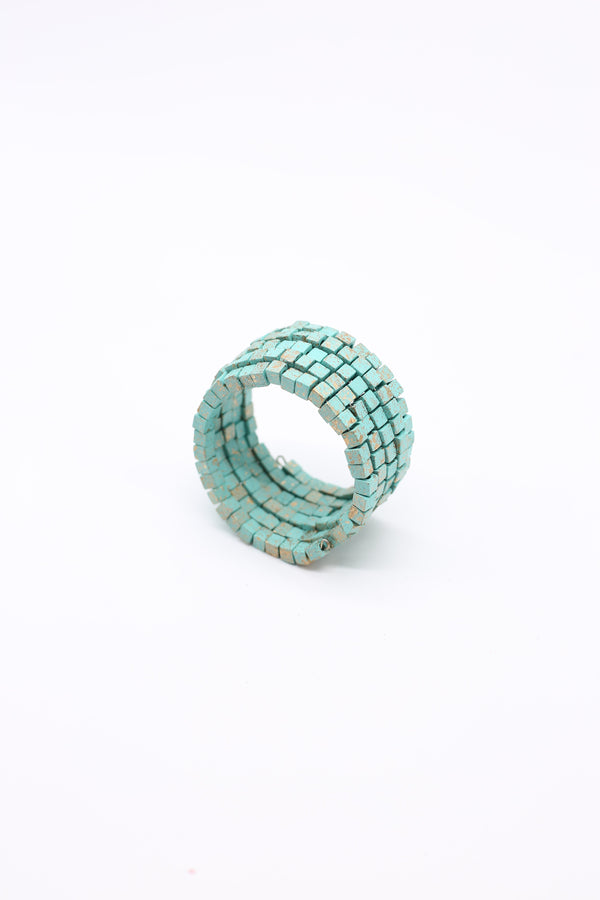 Pashmina Wooden Beads Snake Bracelet - Hand-painted - Jianhui London