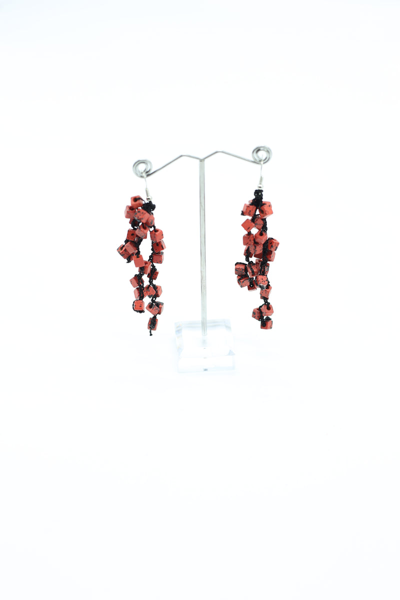 Iris Pashmina Hand-crocheted Tassel Earrings - Hand-painted - Jianhui London