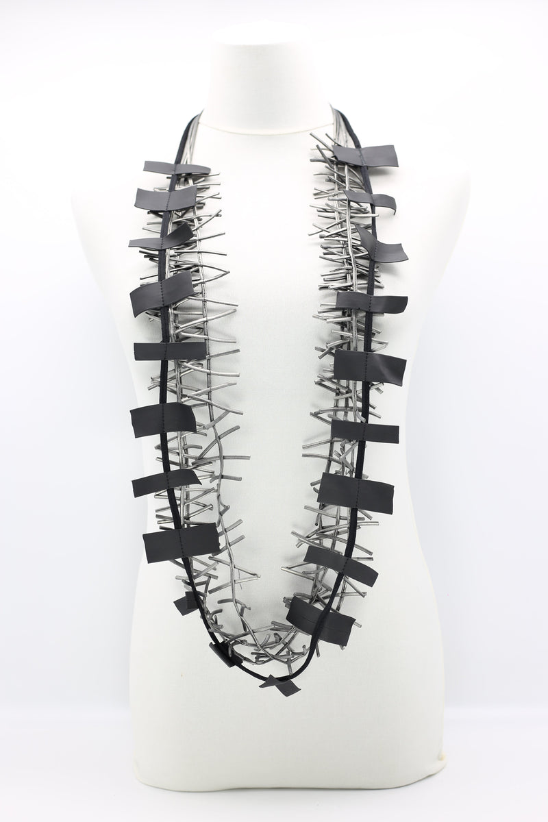 Recycled Leatherette on Cord & Bird's Nest Necklaces Set - Jianhui London