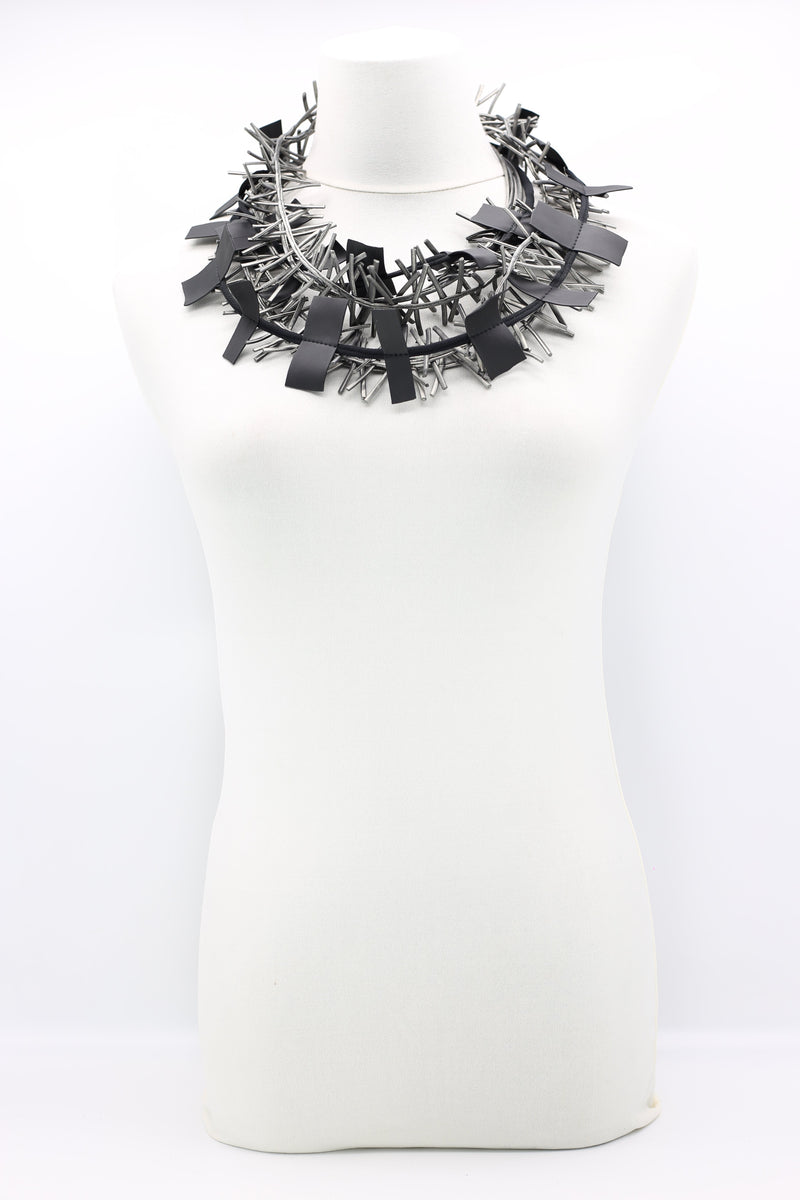Recycled Leatherette on Cord & Bird's Nest Necklaces Set - Jianhui London