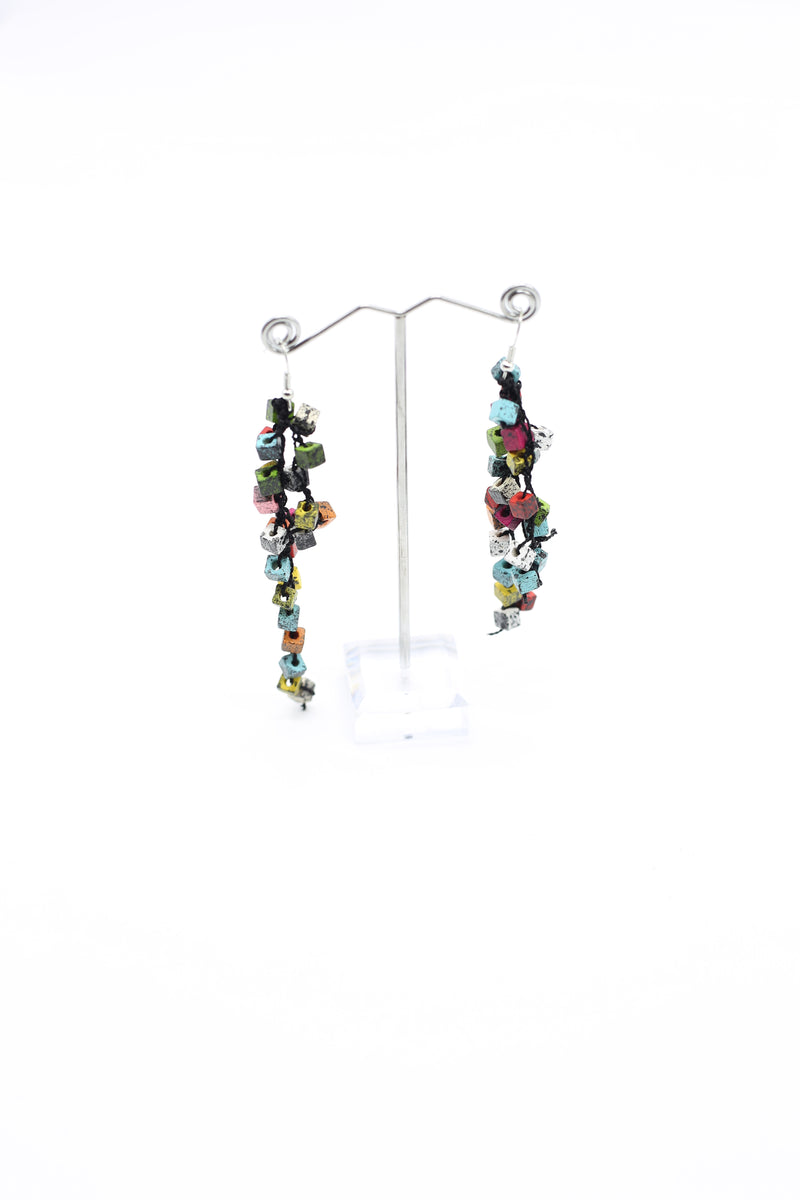 Iris Pashmina Hand-crocheted Tassel Earrings - Hand-painted - Jianhui London