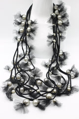 Mesh-wrapped Faux Pearls Necklaces - Jianhui London