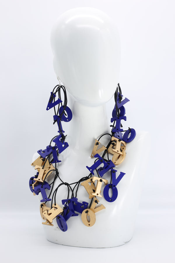 Vote - short - Fish Bone - New Royal Blue & Gold - Jianhui London