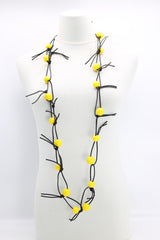 Round Beads on Leatherette Chain Necklaces Set - Jianhui London
