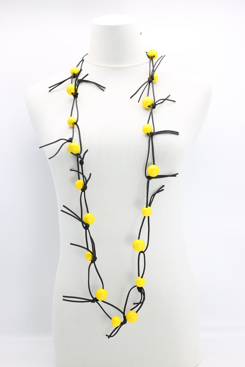 Round Beads on Leatherette Chain Necklaces Set - Jianhui London