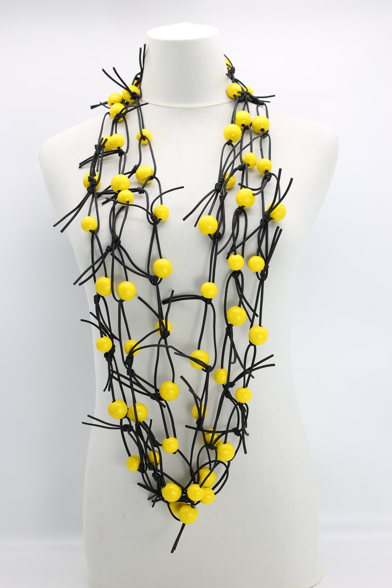 Round Beads on Leatherette Chain Necklaces Set - Jianhui London