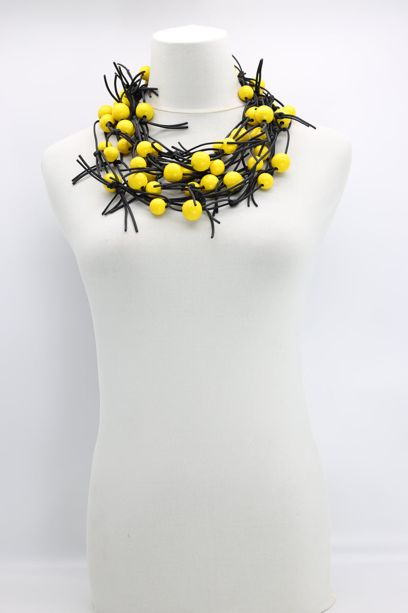 Round Beads on Leatherette Chain Necklaces Set - Jianhui London