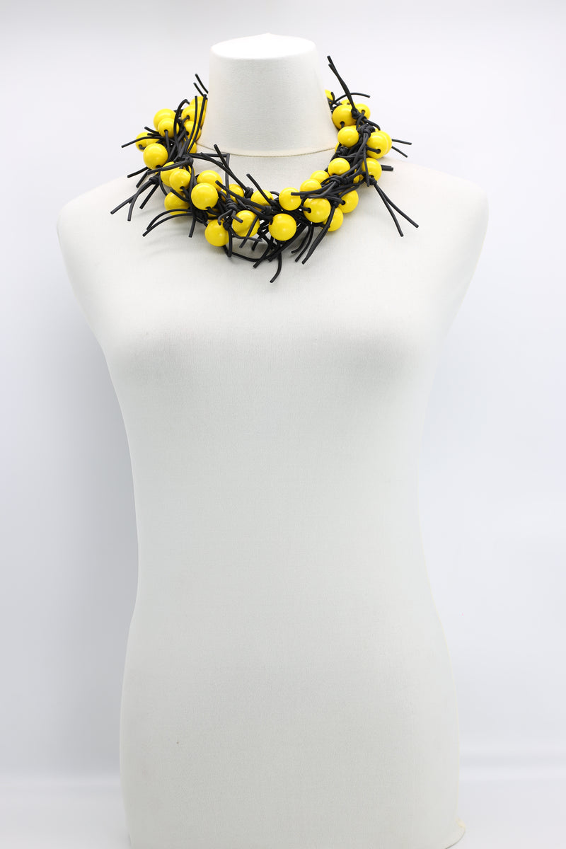 Round Beads on Leatherette Chain Necklaces Set - Jianhui London