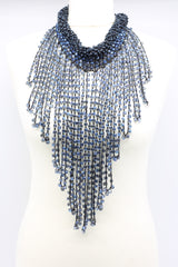 Diana Waterfall & Mini Crystals on Hand-crocheted Cord Necklaces Set - Jianhui London