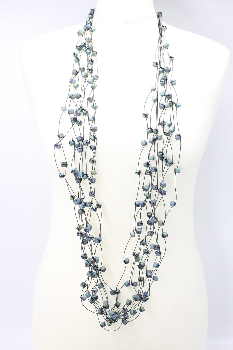 Diana Moon-Drop Necklace Set - Matt Blue - Jianhui London