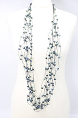 Diana Waterfall Necklace Set - Multi Blue - Jianhui London