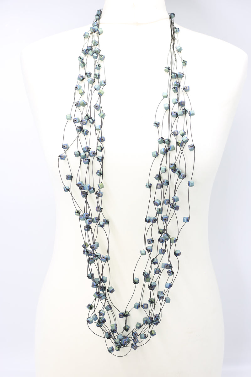 Diana Waterfall Necklace Set - Multi Blue - Jianhui London