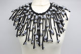 Crystal Eggs Hand-stitched on Cotton Cord Cape-style Necklace - Jianhui London