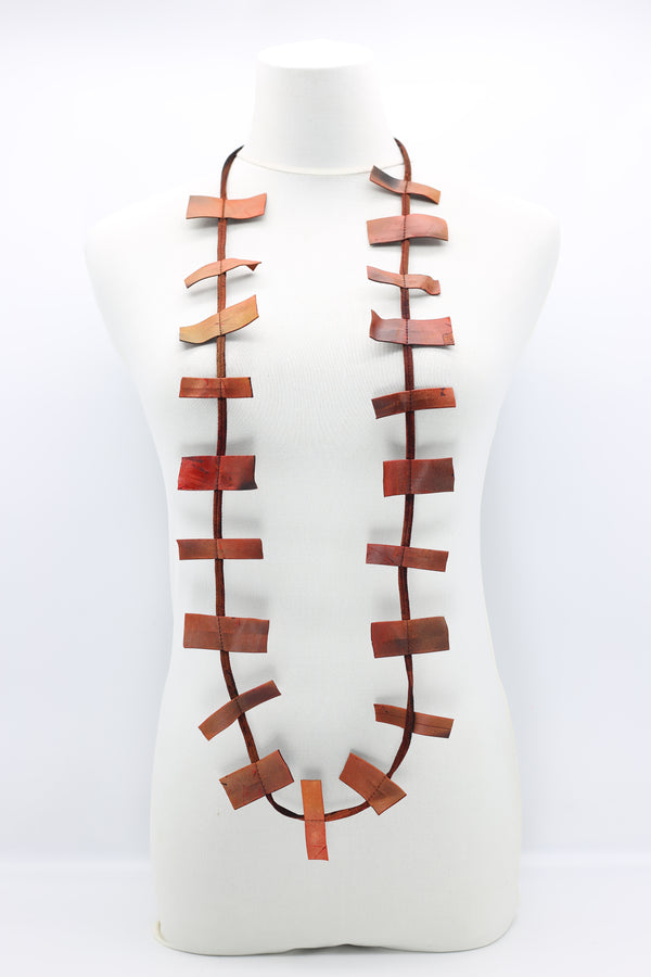 Recycled Leatherette Rectangles Necklace - Hand-painted - Jianhui London