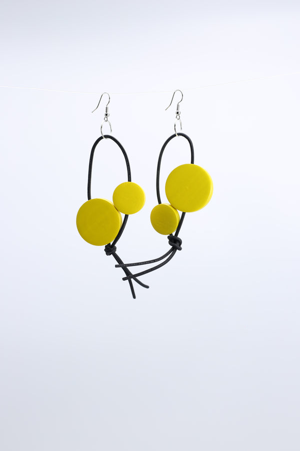 Coins on Leatherette Loop Earrings - Jianhui London