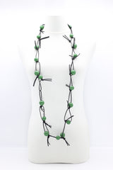Round Beads on Leatherette Chain Necklaces Set - Jianhui London