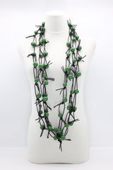 Round Beads on Leatherette Chain Necklaces Set - Jianhui London