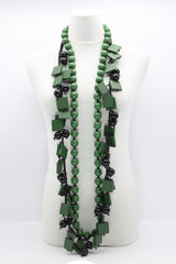 Beads & Squares Necklaces Set - Spring Green/Black - Jianhui London