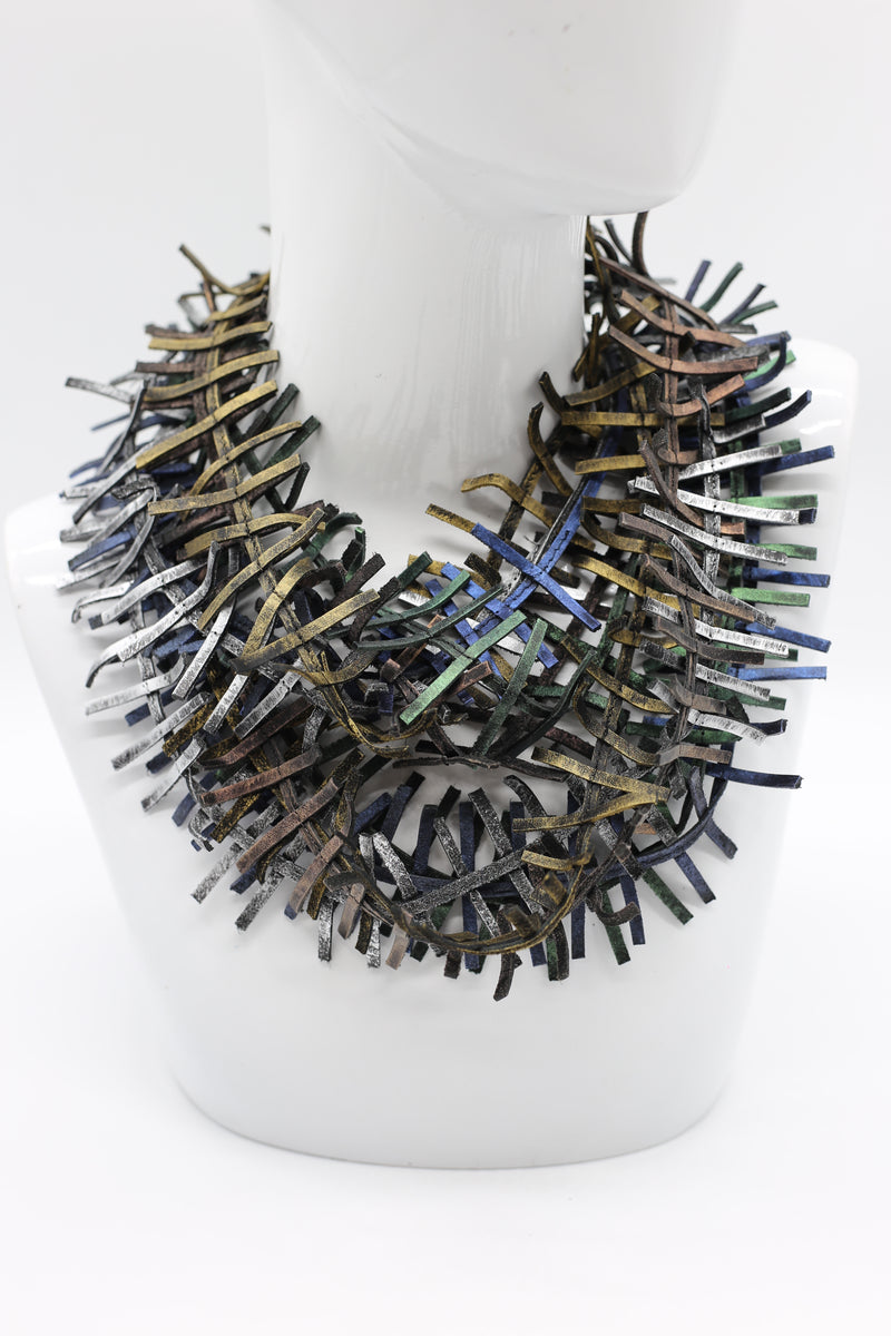 Recycled Leather Bird's Nest Necklace - Jianhui London