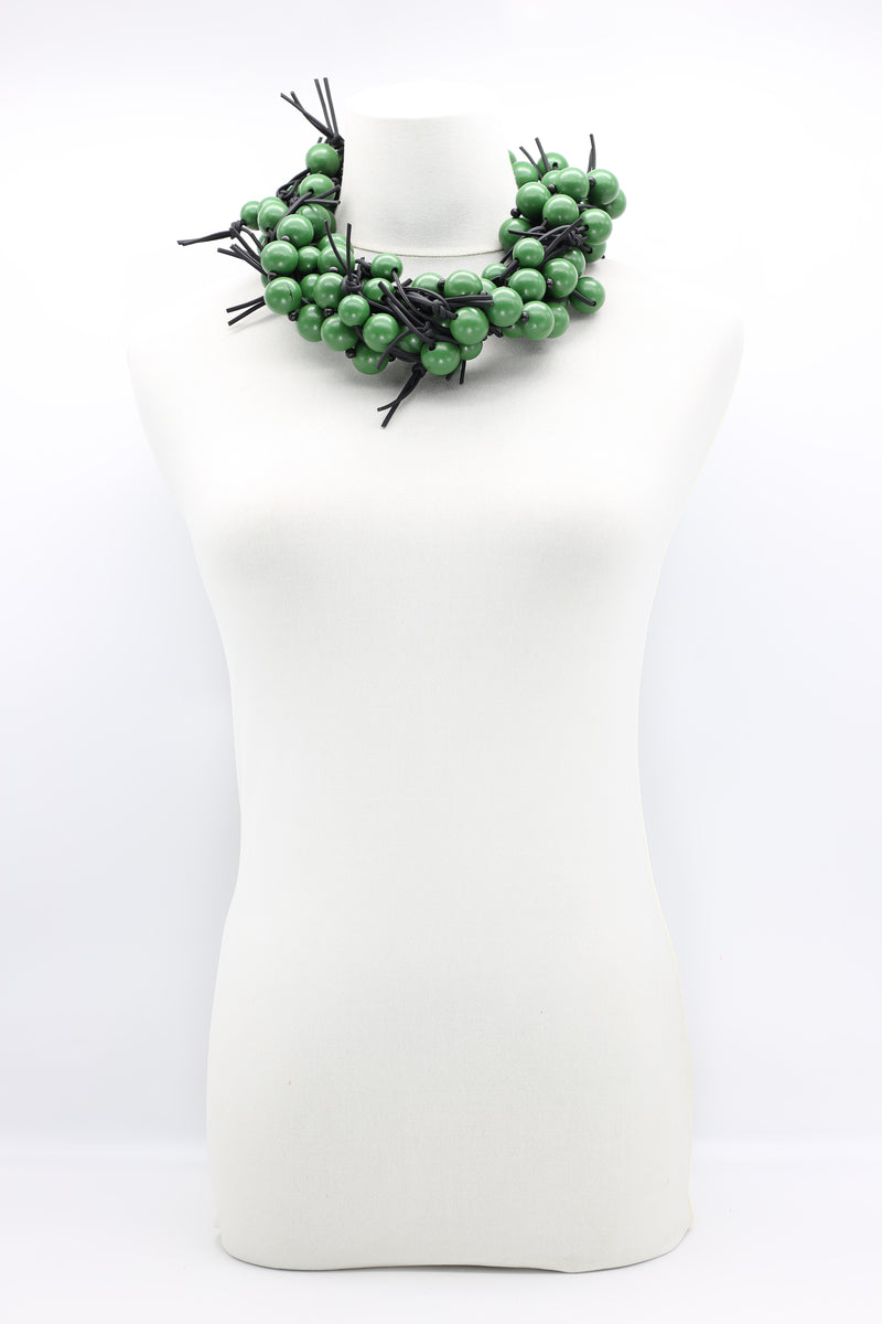 Round Beads on Leatherette Chain Necklaces Set - Jianhui London