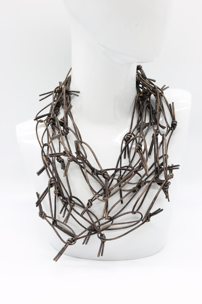 Leatherette Chain Necklace - Hand painted - Jianhui London