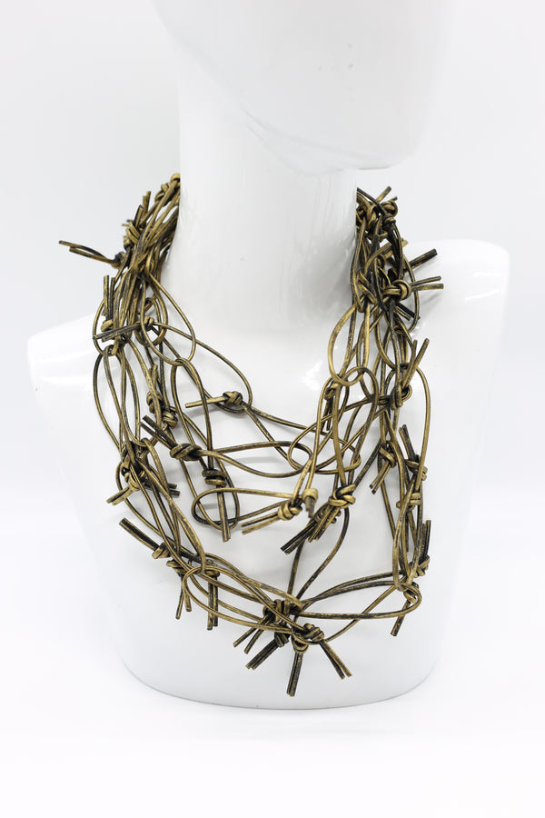 Leatherette Chain Necklace - Hand painted - Jianhui London
