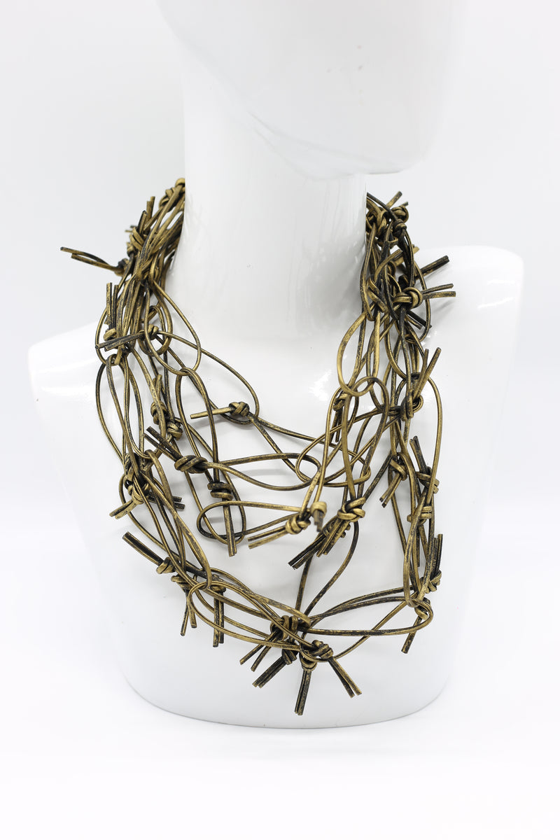 Leatherette Chain Necklace - Hand painted - Jianhui London