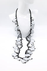 Wooden Squares on Cotton Cord Necklace - Long - Jianhui London