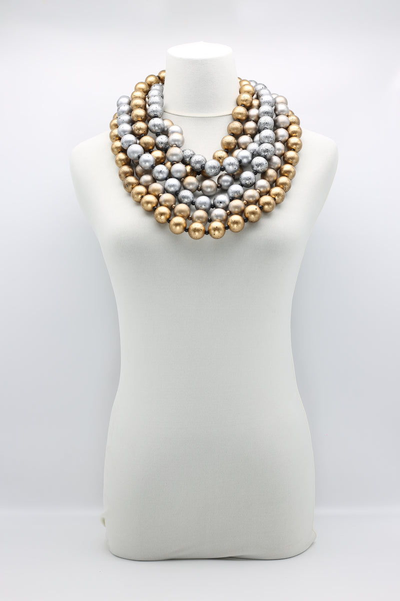 3 Round Beads Necklaces Set Silver/Gold - Jianhui London