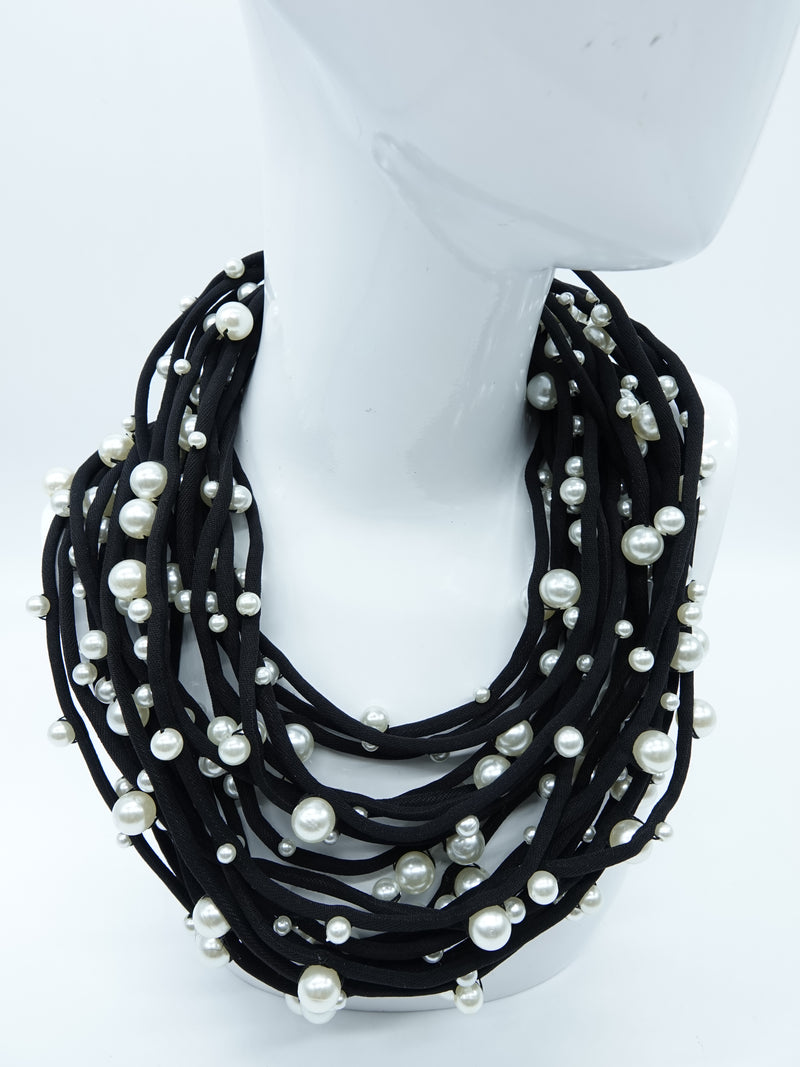 Faux Pearl on Textile Cord Necklace - Small - Jianhui London