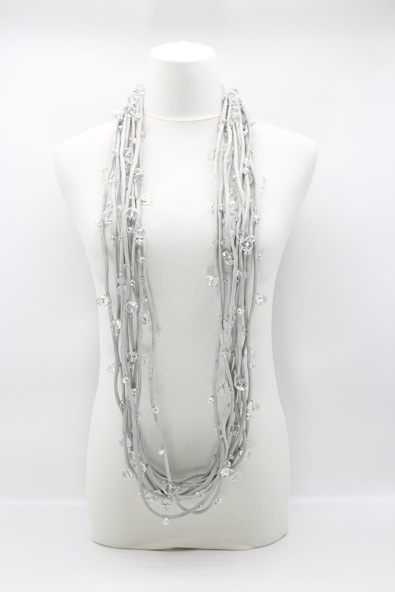 Crystals on Textile Cord Necklace - Jianhui London