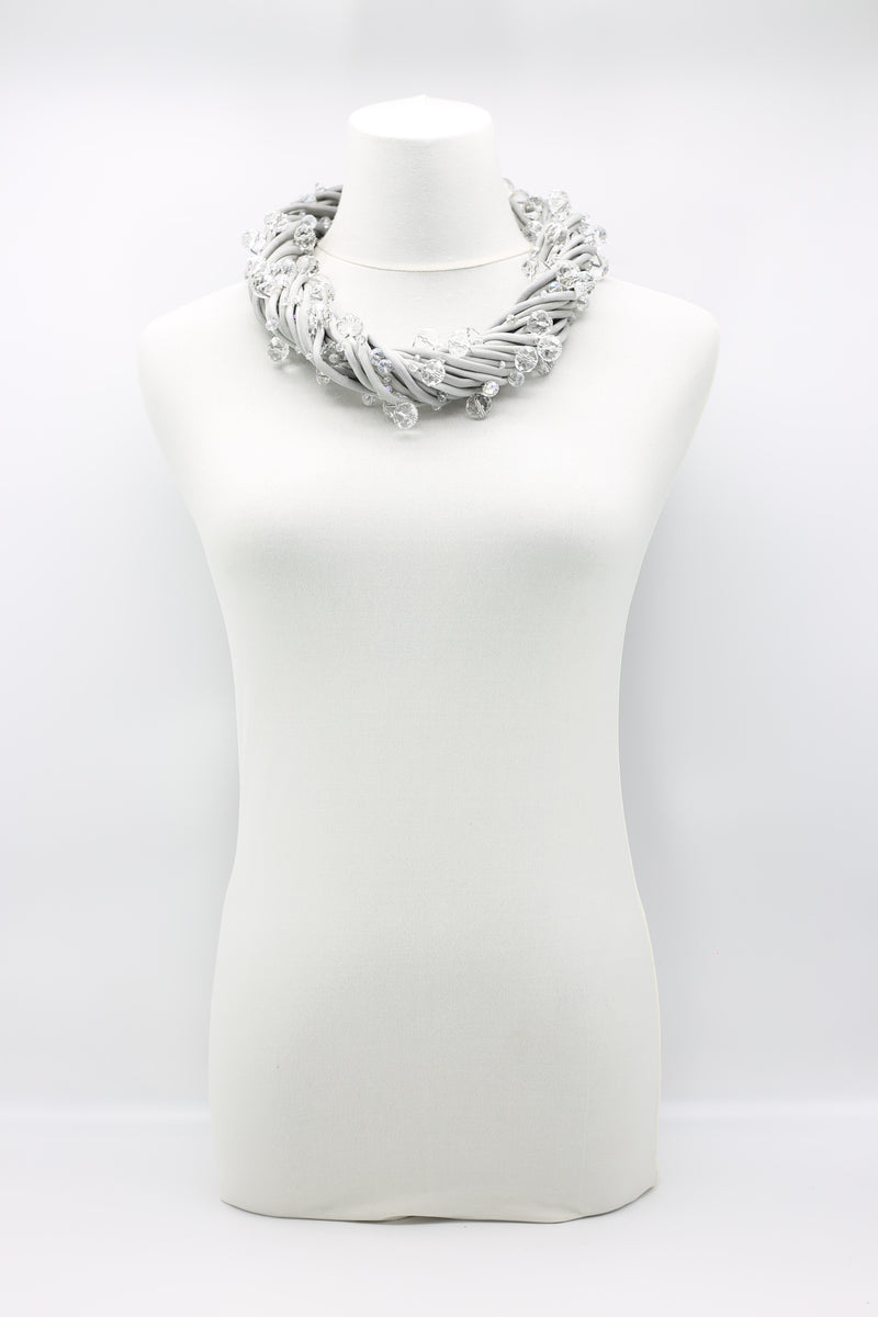 Crystals on Textile Cord Necklace - Jianhui London