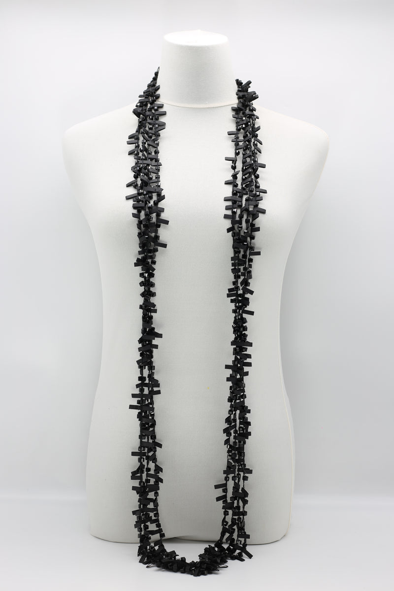 Hand-crocheted Rubber with Crystal Beads Necklace - Jianhui London