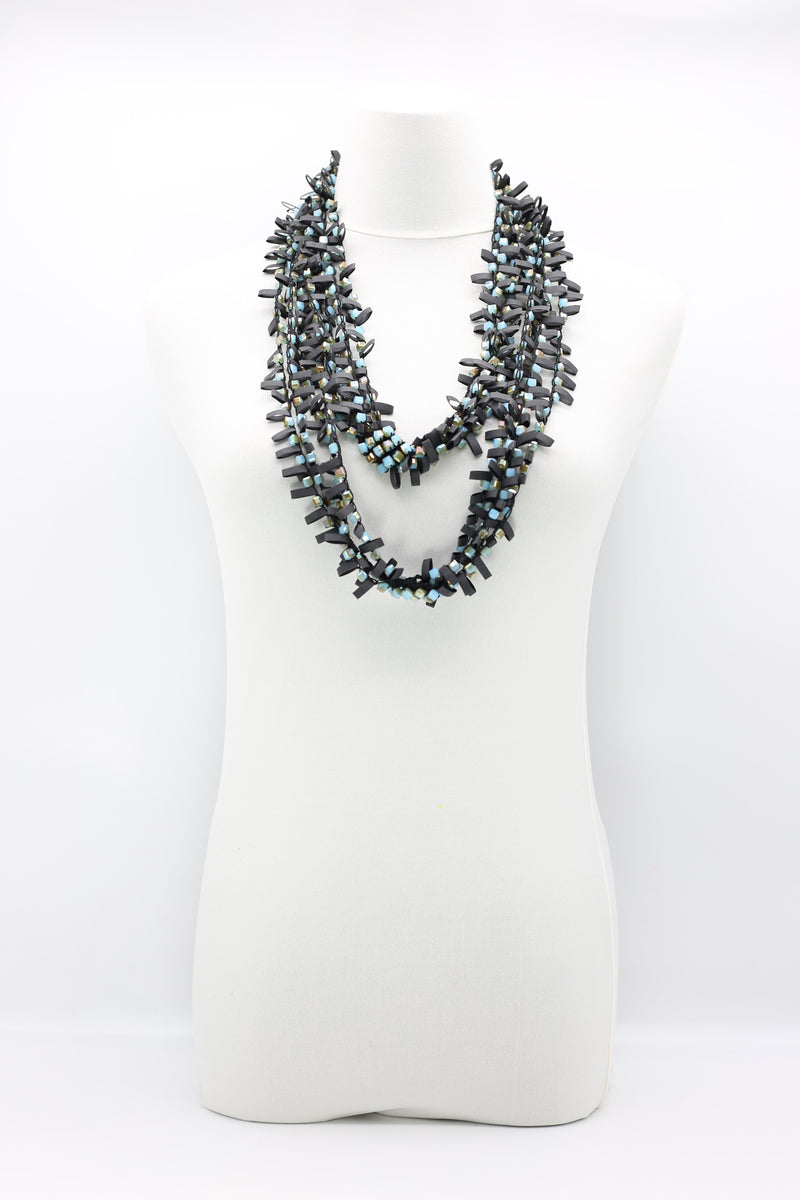 Hand-crocheted Rubber with Crystal Beads Necklace - Jianhui London